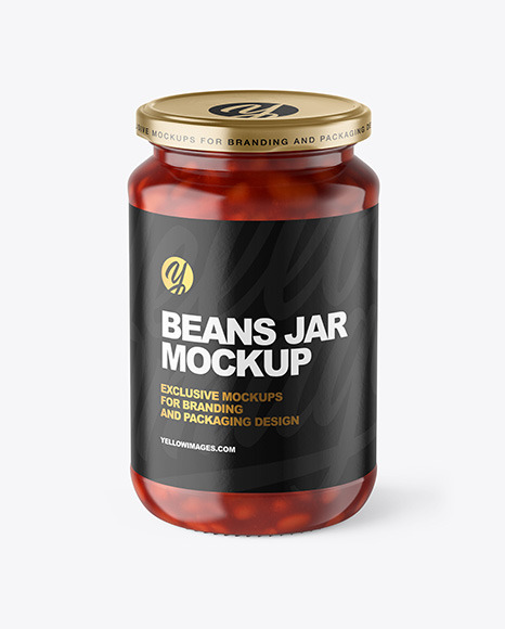 Clear Glass Jar with Beans Mockup