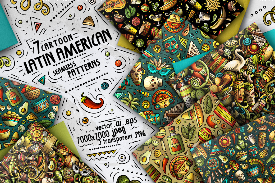7 Latin-American Seamless Patterns 7 Latin-American Seamless Patterns