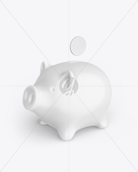 Piggy bank Mockup - Half Side View