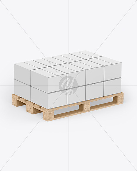 Wooden Pallet With Paper Boxes Mockup