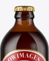 Amber Glass Bottle With Red Ale Mockup