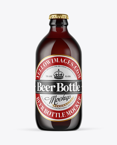 Dark Amber Glass Beer Bottle Mockup