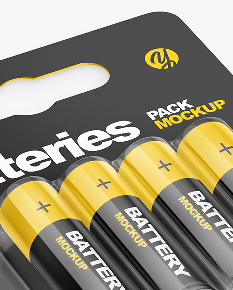 4 Pack Battery AA Mockup