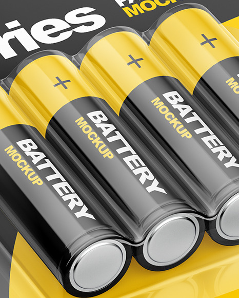 4 Pack Battery AA Mockup