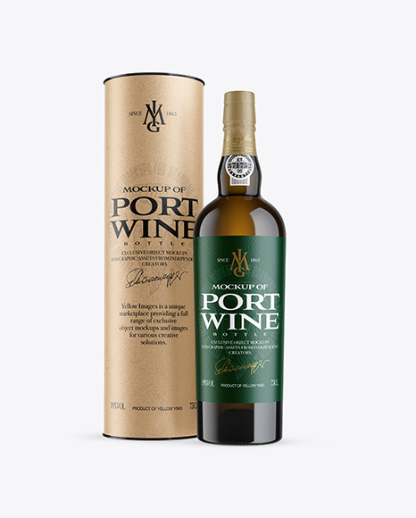 White Wine Porto Bottle with Tube Mockup