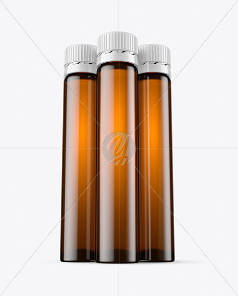 Three 25ml Amber Sport Nutrition Bottles Mockup