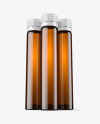 Three 25ml Amber Sport Nutrition Bottles Mockup