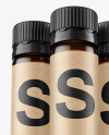 Three 25ml Amber Sport Nutrition Bottles Mockup