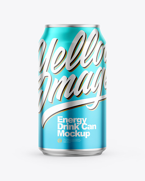 Glossy Metallic Drink Can Mockup