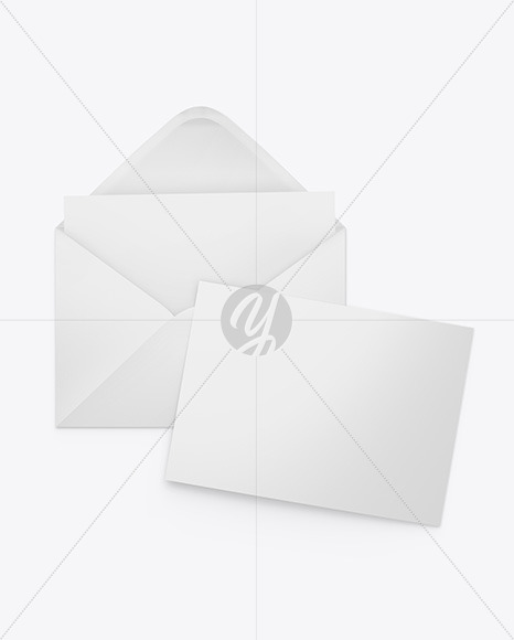 Matte Envelope w/ Postcard Mockup