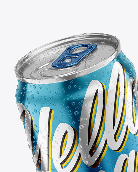 440ml Metallic Drink Can With Condensation Mockup