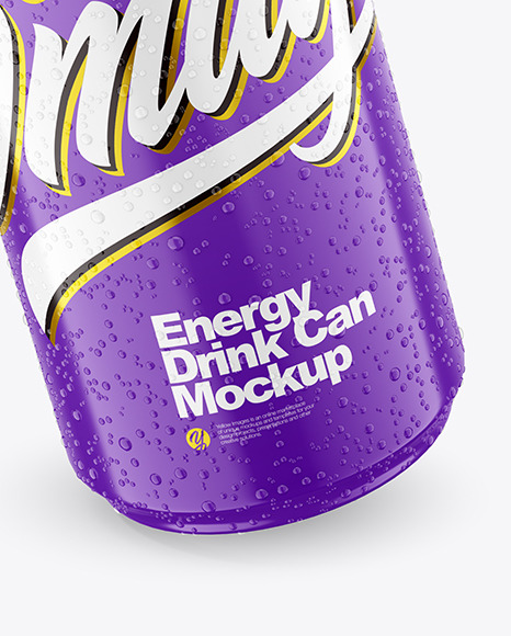 440ml Glossy Drink Can With Condensation Mockup