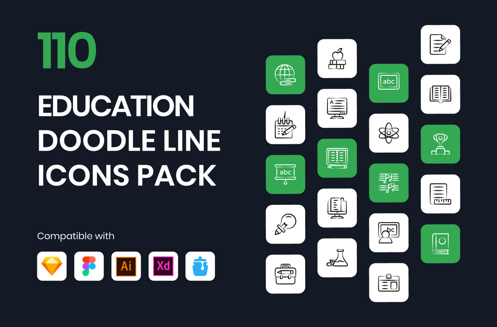 Education Doodle Line Icons Pack