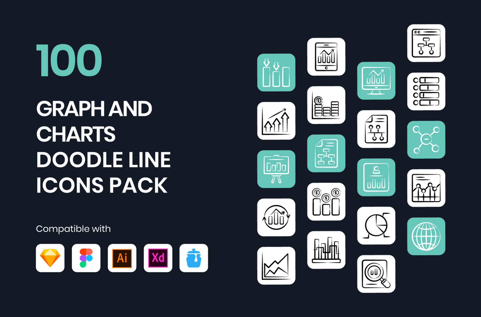 Graphs and Charts Doodle Line Icons Graphs and Charts Doodle Line Icons