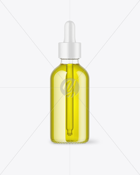 Clear Glass Dropper Bottle with Oil Mockup