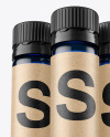 Three 25ml Blue Sport Nutrition Bottles Mockup
