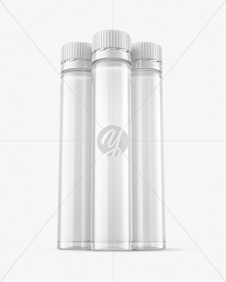 Three 25ml Clear Sport Nutrition Bottles Mockup