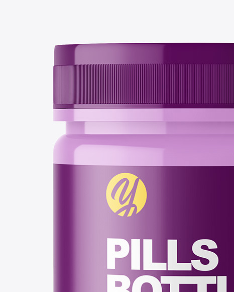 Glossy Bottle with Pills Mockup