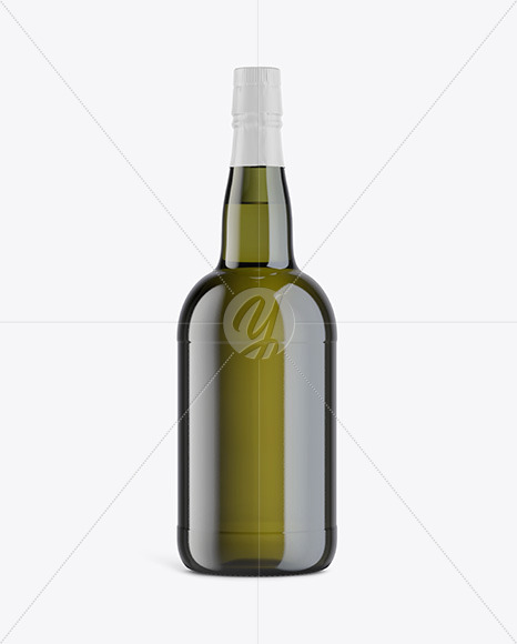 Antique Green Glass Porto Wine Bottle Mockup