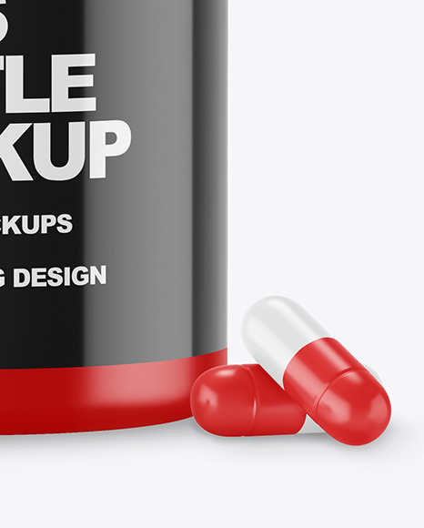 Matte Bottle with Pills Mockup