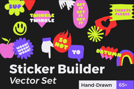 Sticker Builder Vector Set - Social media stickers