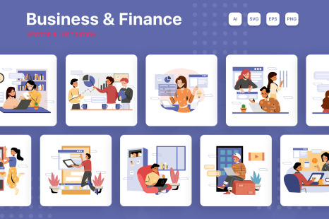 M189_Business Illustrations - Progress charts