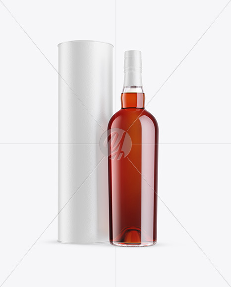 Tawny Port Wine Bottle with Tube Mockup