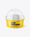 Small Matte Paper Cup With Transparent Plastic Cap Mockup - Half Side View