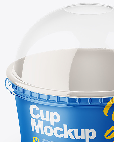 Small Matte Paper Cup With Transparent Plastic Cap Mockup - Half Side View