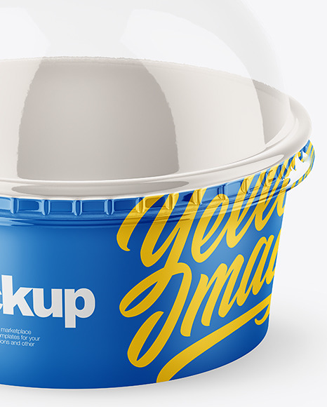 Small Matte Paper Cup With Transparent Plastic Cap Mockup - Half Side View