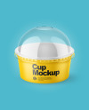 Small Matte Paper Cup With Transparent Plastic Cap Mockup - Half Side View