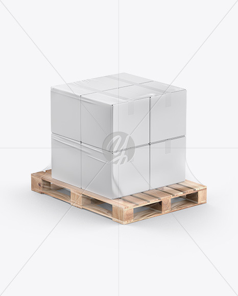 Pallet W/ 8 Paper Boxes Mockup