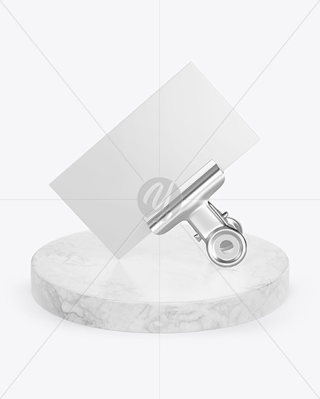 Glossy Business Card with Pin & Marble Mockup