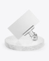 Glossy Business Card with Pin & Marble Mockup
