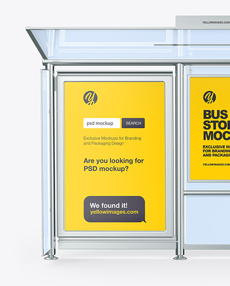 Metallic Bus Stop Mockup