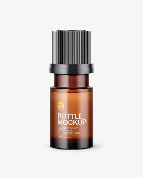 Small Amber Glass Bottle Mockup - Front View