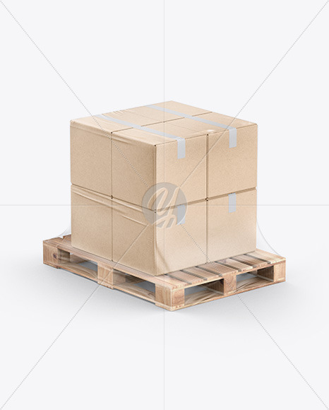 Pallet W/ 8 Kraft Boxes Mockup