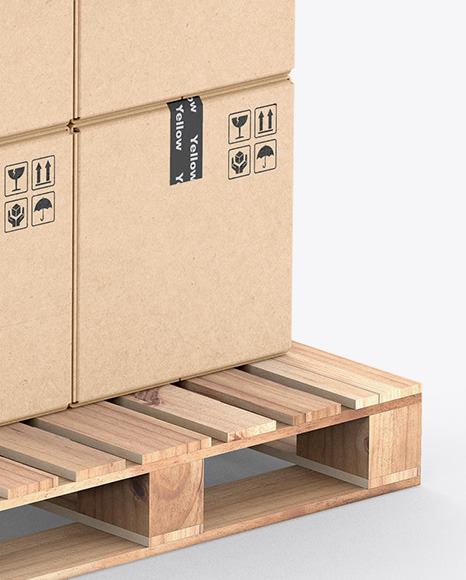 Pallet W/ 8 Kraft Boxes Mockup