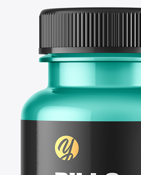 Metallic Pills Bottle Mockup