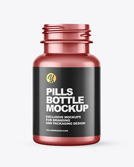 Metallic Pills Bottle Mockup