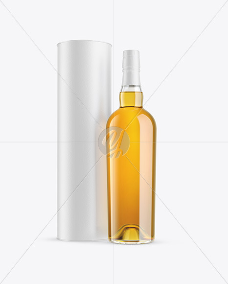 Clear Glass Whiskey Bottle with Tube Mockup