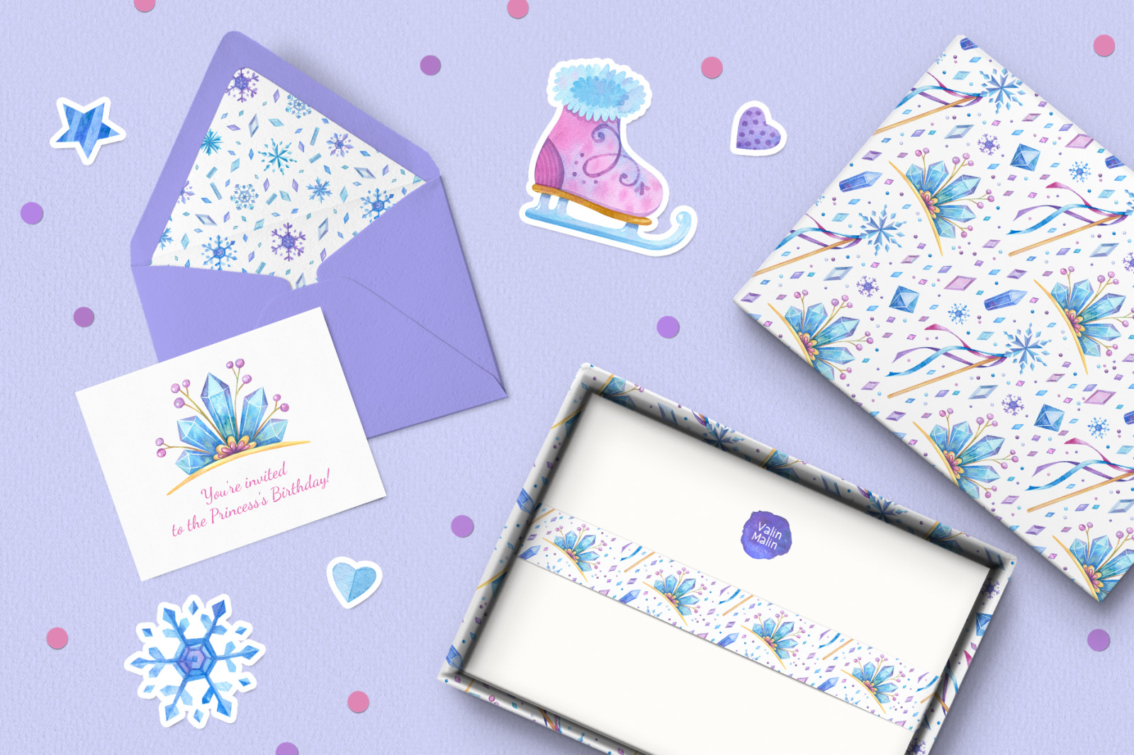 Watercolor Christmas clipart. Winter girly clipart for planner stickers. Frozen clipart for birthday Watercolor Christmas clipart. Winter girly clipart for planner stickers. Frozen clipart for birthday