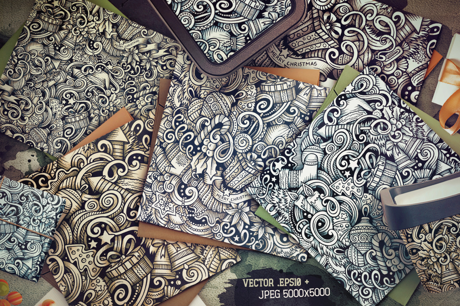 New Year Graphic Doodle Patterns New Year Graphic Doodle Patterns