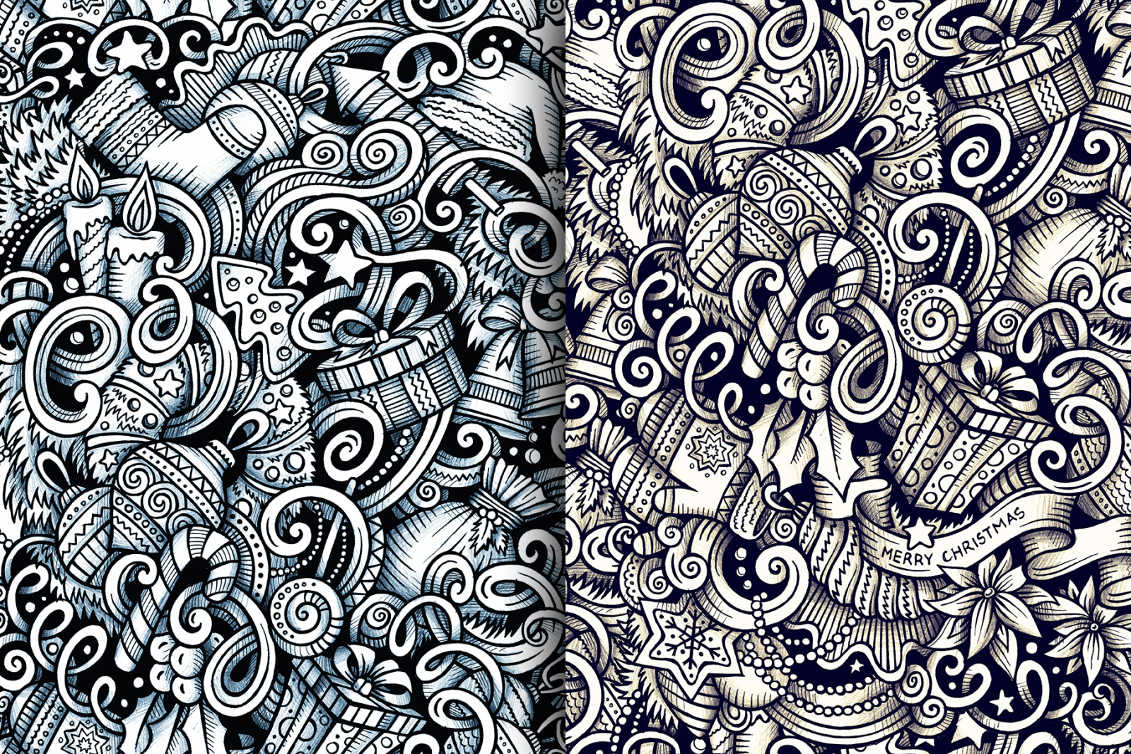 New Year Graphic Doodle Patterns New Year Graphic Doodle Patterns