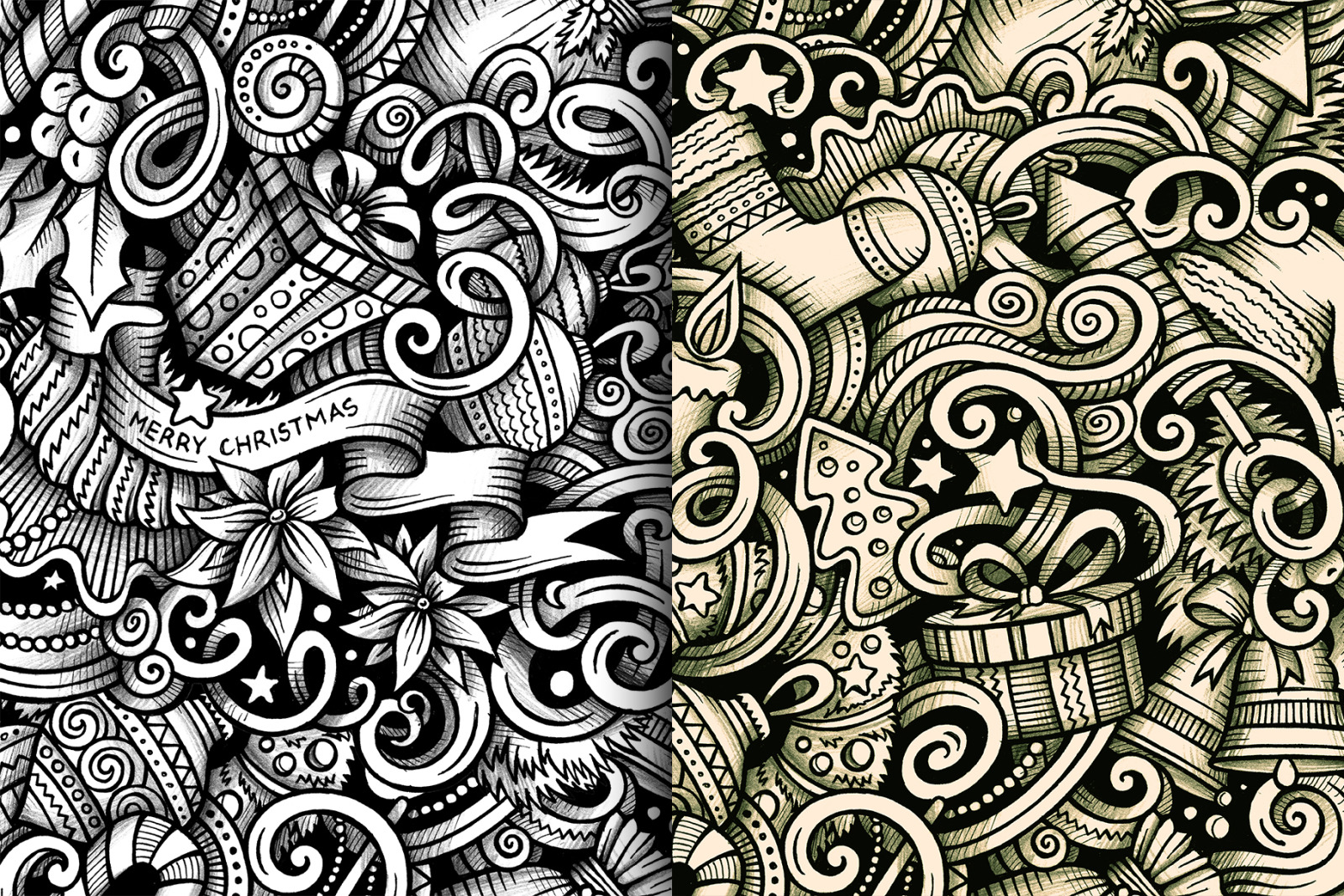 New Year Graphic Doodle Patterns New Year Graphic Doodle Patterns