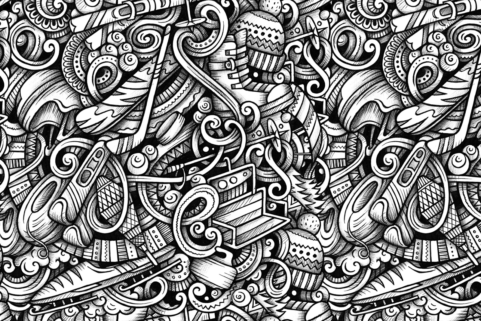 Winter Sports Graphic Doodle Patterns