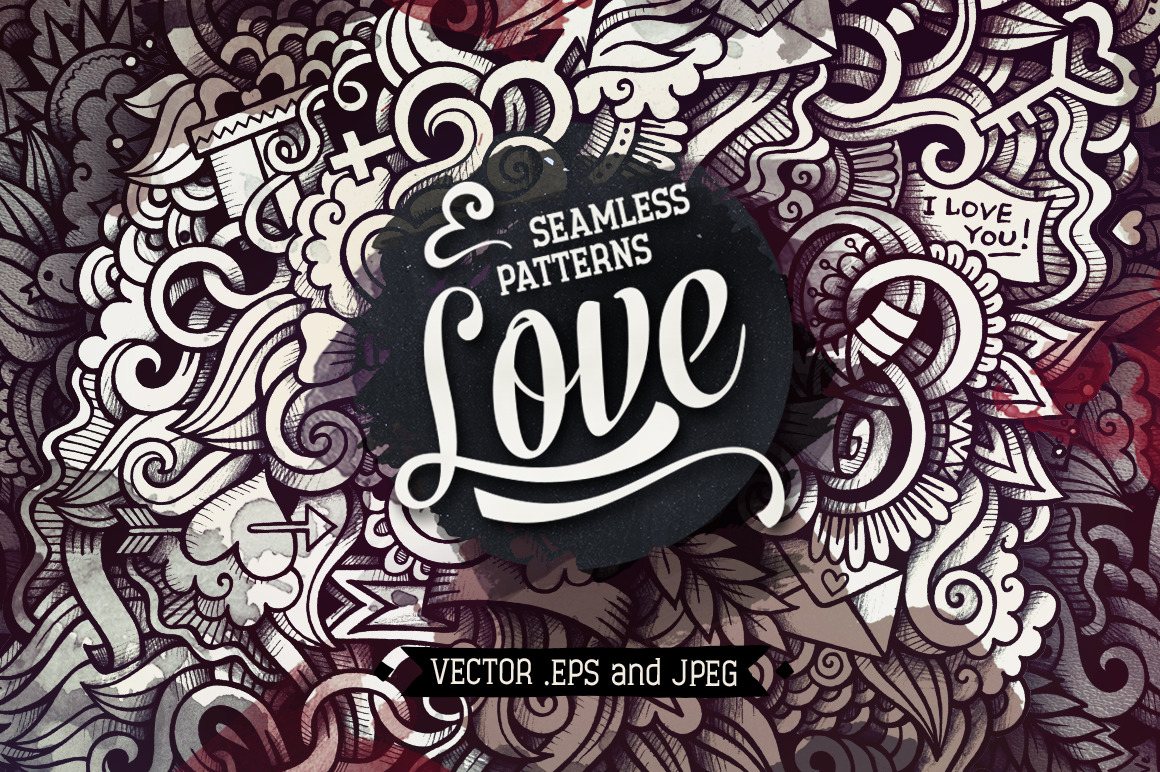 Love Graphic Doodle Patterns Love Graphic Doodle Patterns