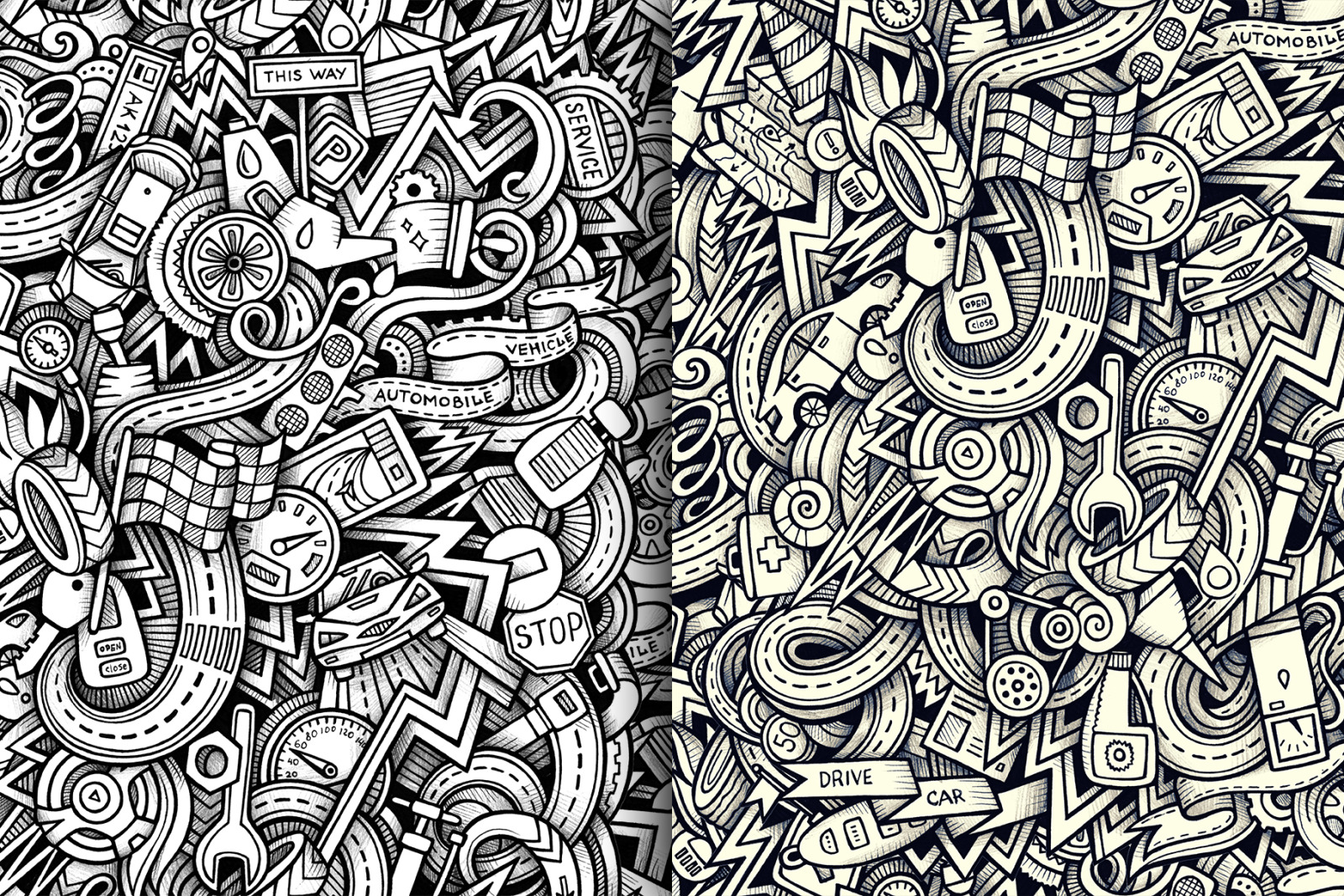 Vehicle Graphic Doodle Patterns Vehicle Graphic Doodle Patterns